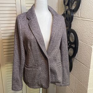 NWOT LANDS END M dress jacket in brown and white with one front button